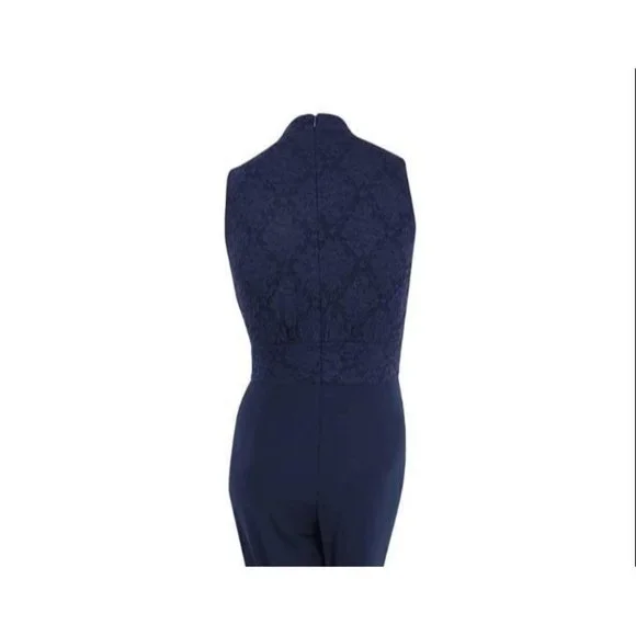 Lauren Ralph Lauren Women's Floral Mock-Neck Jumpsuit Blue Size 16 OO713AFA